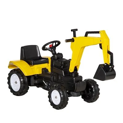Streamdale Furniture Kids Ride On Excavator Pedal Digger Construction Truck With Horn For Kids Toddlers 3 Yellow