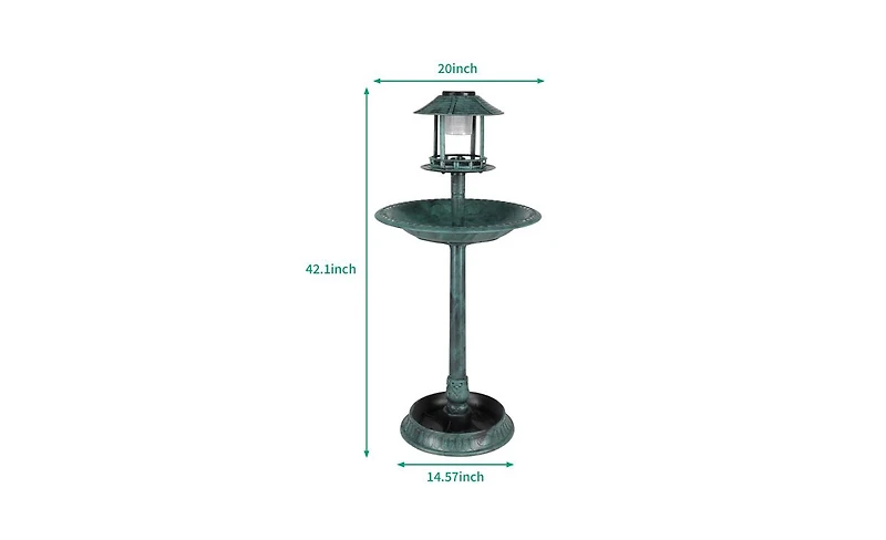 Slickblue Plastic Round Birdbath with Solar Light Elegant Outdoor Decor for Birds and Gardens