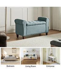 Hulala Home Transitional Carmen 43.7" Wide Storage Bench with Sturdy Wood Legs
