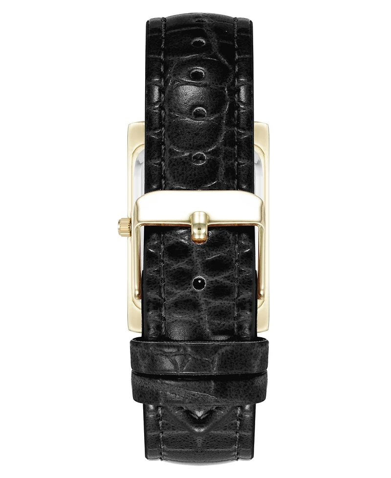 Anne Klein Women's Quartz Signature Black Crocograin Leather and Gold-Tone Alloy Metal Watch, 25mm