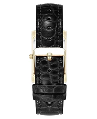 Anne Klein Women's Quartz Signature Black Crocograin Leather and Gold-Tone Alloy Metal Watch, 25mm