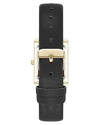 Anne Klein Women's Quartz Rectangular Black Faux Leather and Gold-Tone Alloy Metal Watch, 24mm