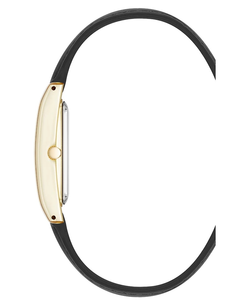Anne Klein Women's Quartz Signature Black Crocograin Leather and Gold-Tone Alloy Metal Watch, 25mm
