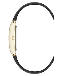 Anne Klein Women's Quartz Signature Black Crocograin Leather and Gold-Tone Alloy Metal Watch, 25mm