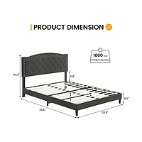 gaomon Full Size Bed Frame with Button Tufted Headboard, Mattress Foundation, Easy Assembly, No Box Spring Needed
