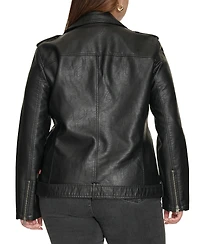 Levi's Plus Faux Leather Long Line Belted Moto Jacket