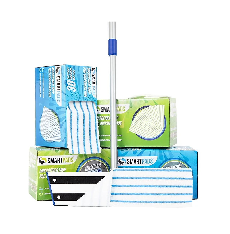 Arkwright Home Smart Pads - Reusable Microfiber Mop Pad Refills (Box of 30), Color Options, 18"