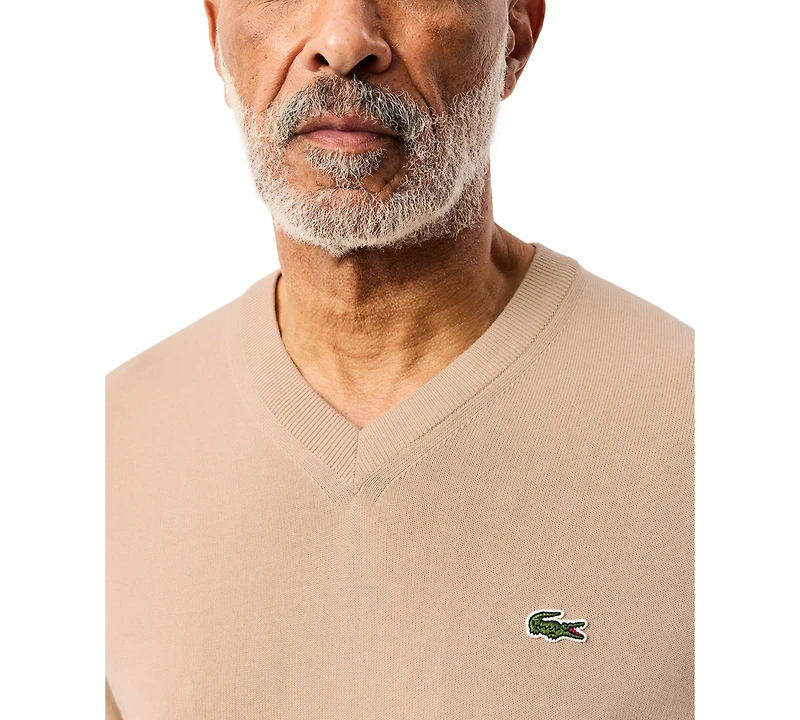 Lacoste Men's Regular-Fit Solid V-Neck Sweater - 02S