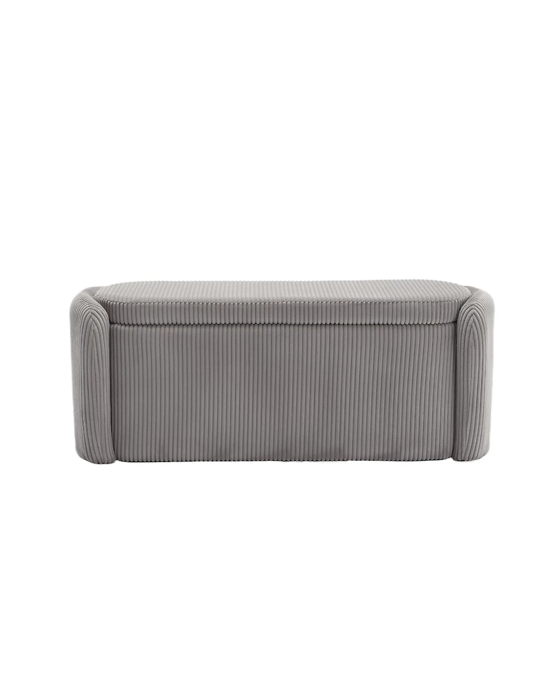 Streamdale Upholstered Storage Ottoman with Safety Hinge (Light Gray)