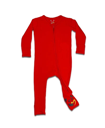Bellabu Bear Baby Boys or Girls, Winterberry Red Convertible Footie