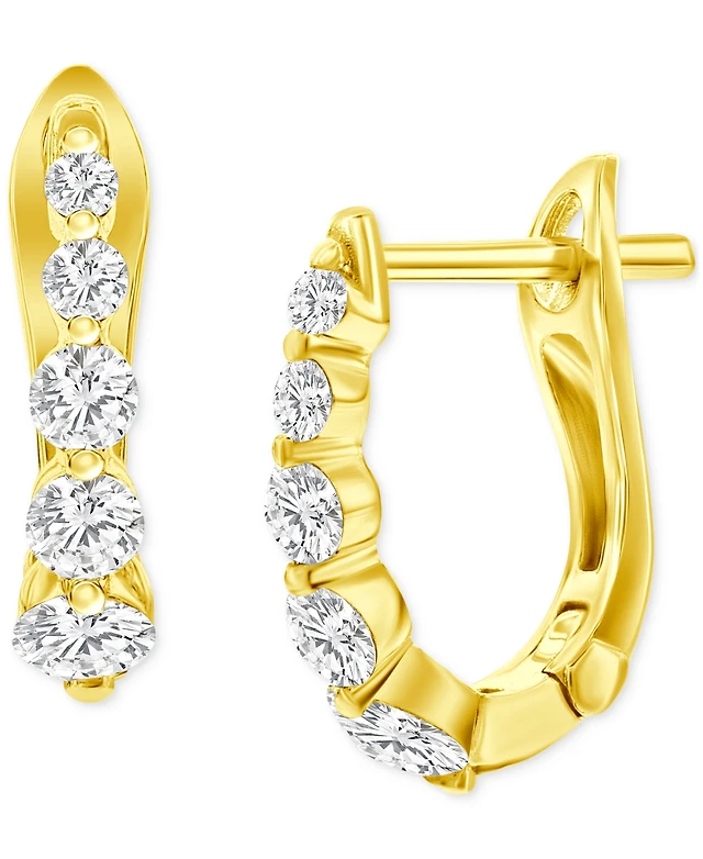 Macy's Diamond Graduated Oval Huggie Hoop Earrings (1/2