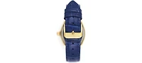 Peugeot Women's 36mm Blue Watch Barrel Shaped Tank Case Leather Strap
