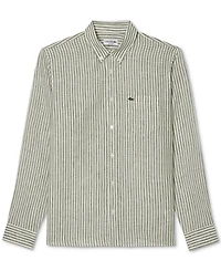 Lacoste Men's Long Sleeve Striped Button-Down Linen Shirt