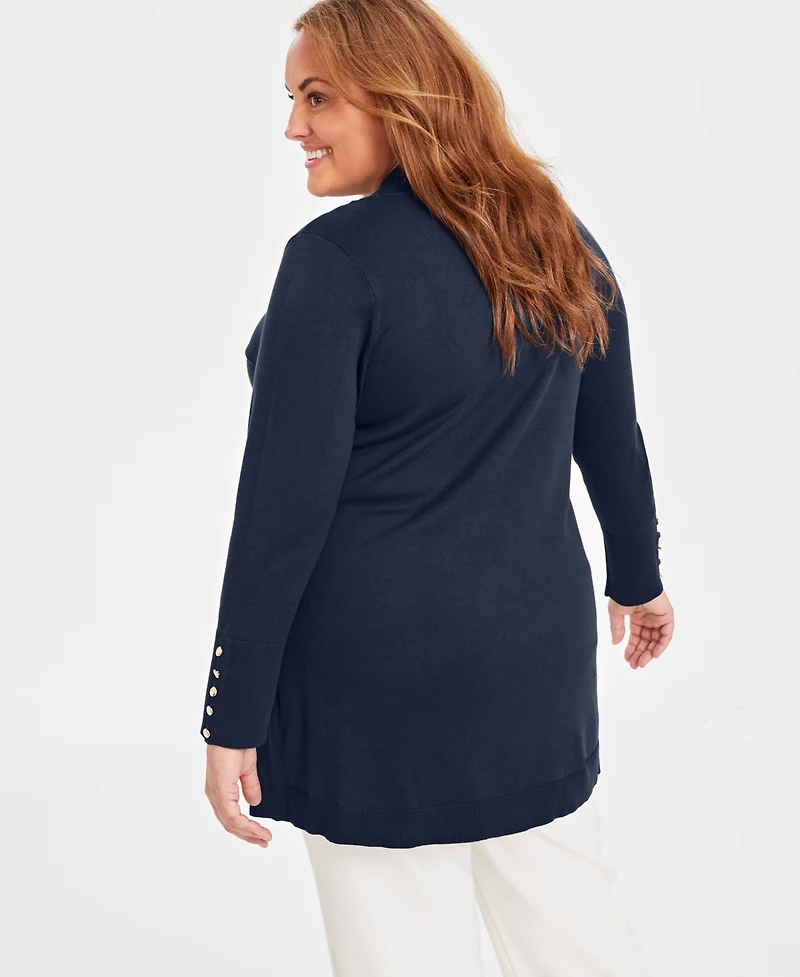 Jm Collection Women's Button-Sleeve Flyaway Cardigan Sweater