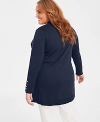 Jm Collection Women's Button-Sleeve Flyaway Cardigan Sweater