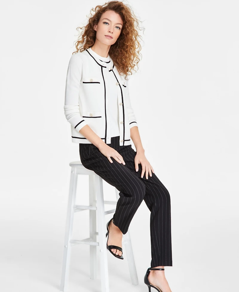 Karl Lagerfeld Paris Women's Four-Pocket Crewneck Cardigan