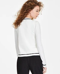 Karl Lagerfeld Paris Women's Four-Pocket Crewneck Cardigan