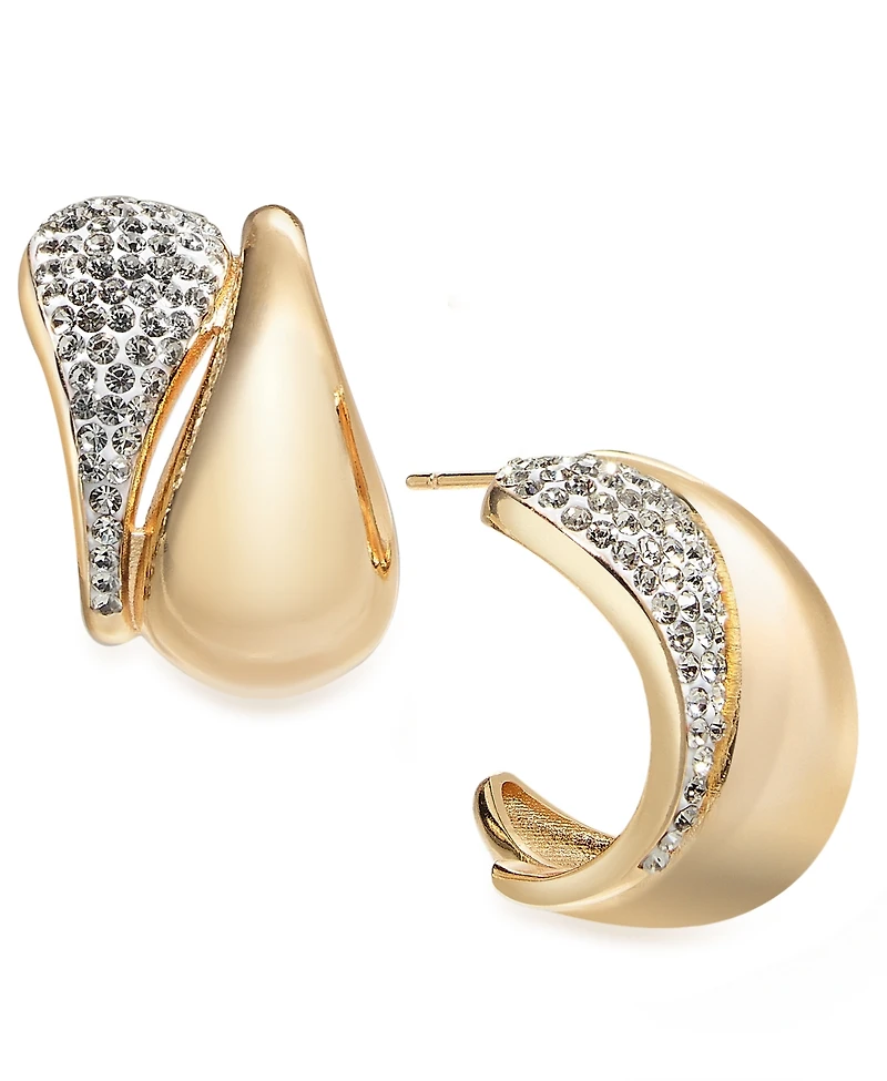 And Now This Crystal Double Teardrop C Hoop Earring
