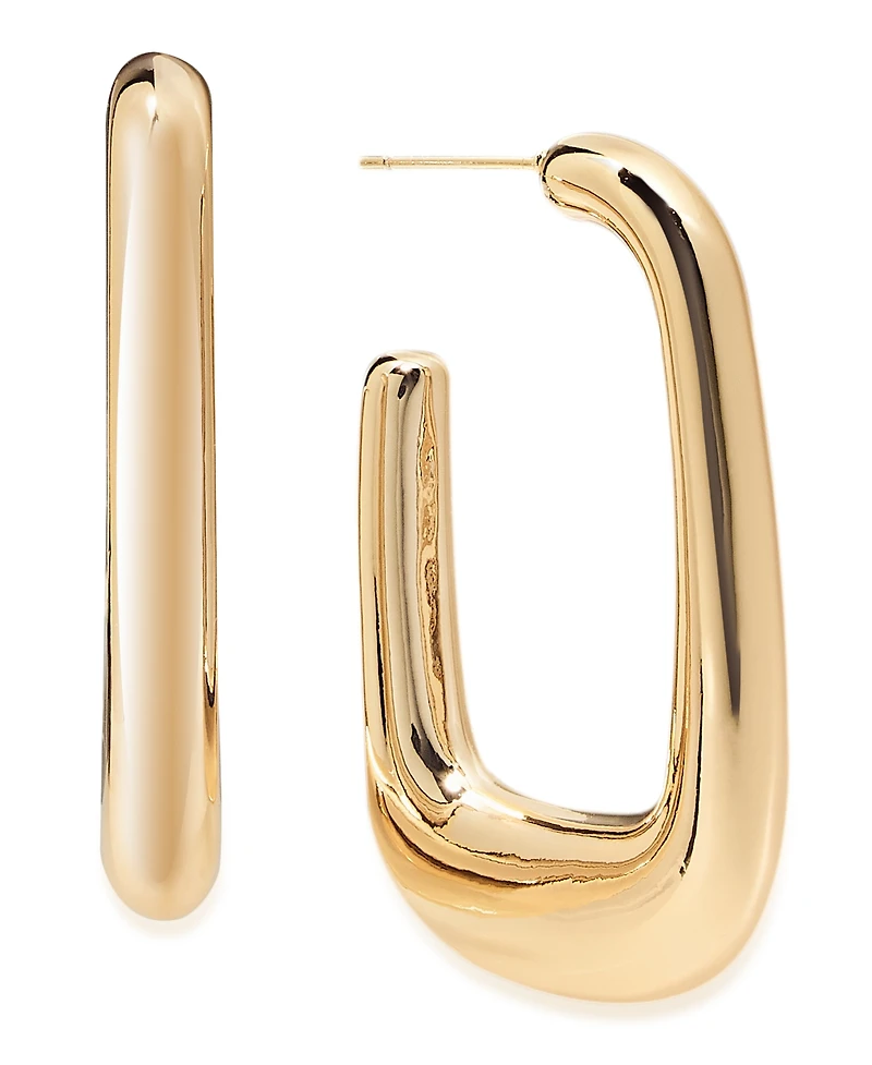 And Now This Silver, Gold Plated Brass Puff Dimensional Hoop Earring