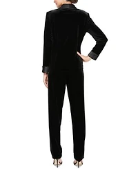 Alex Evenings Womens Velvet Satin Collar Jacket Tank Top Slim Leg Pants