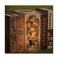 Cutebee Diy Book Nook Kit with Dust Cover Led Light Booknook Diy Miniature House Dollhouse Kit Bookshelf Decor Alley Model Gifts (Elves Paradise