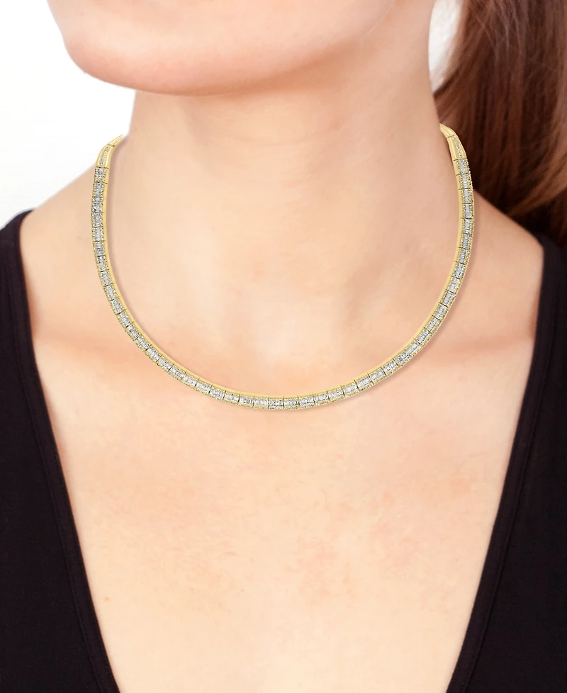 Effy Diamond Round & Baguette 17" Collar Necklace (4 ct. t.w.) 14k Gold (also available White Gold)