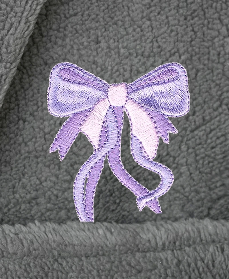 Linum Home Kids Bow Super Plush Double Brushed Hooded Bathrobe