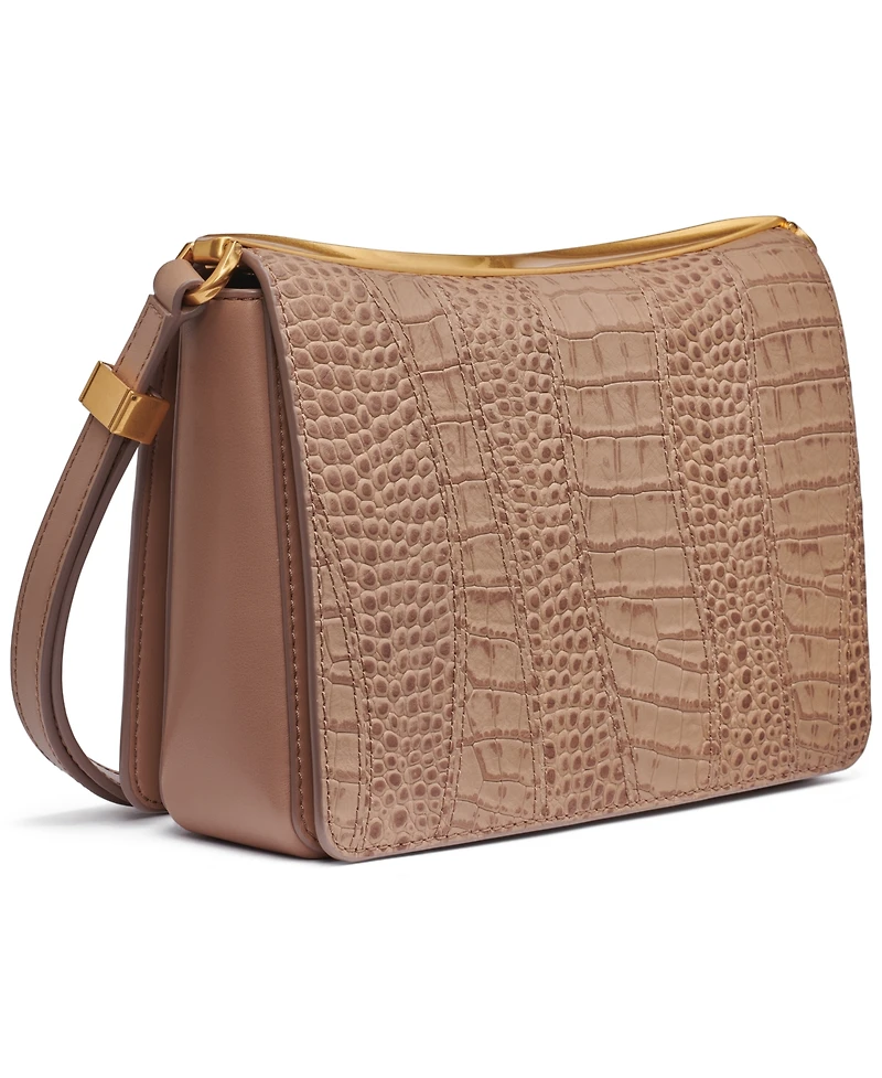 Donna Karan New York Jericho Croco Wave Flap Shoulder with Sculpted Hardware