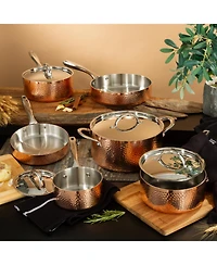 BergHOFF Vintage Tri-Ply Copper 8" Saucepan 3qt. with Lid, Hammered