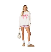 Edikted Womens Bow Brat Printed Sweatshirt