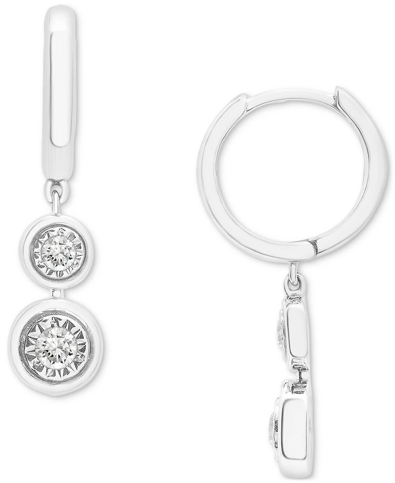2-Pc. Set Diamond Circle Cluster Pendant Necklace & Matching Dangle Earrings (1/3 ct. t.w.) in Sterling Silver or 14k Gold-Plated Sterling Silver, Cre