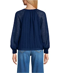 Lands' End Women's Clip Dot Chiffon Blouse