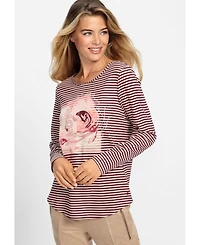 Olsen Women's Stripe and Placement Print T-Shirt