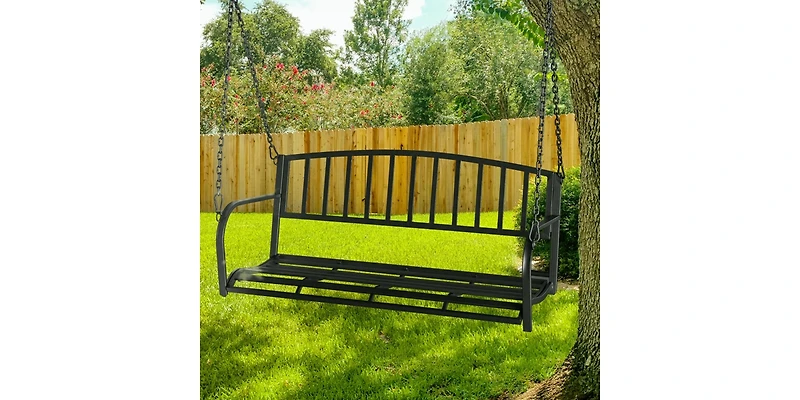 Slickblue 1184647cm Iron Art With Iron Chain Vertical Bar Backrest 200kg Iron Swing BlackA A¼E Swing frames not includedA A¼a€°