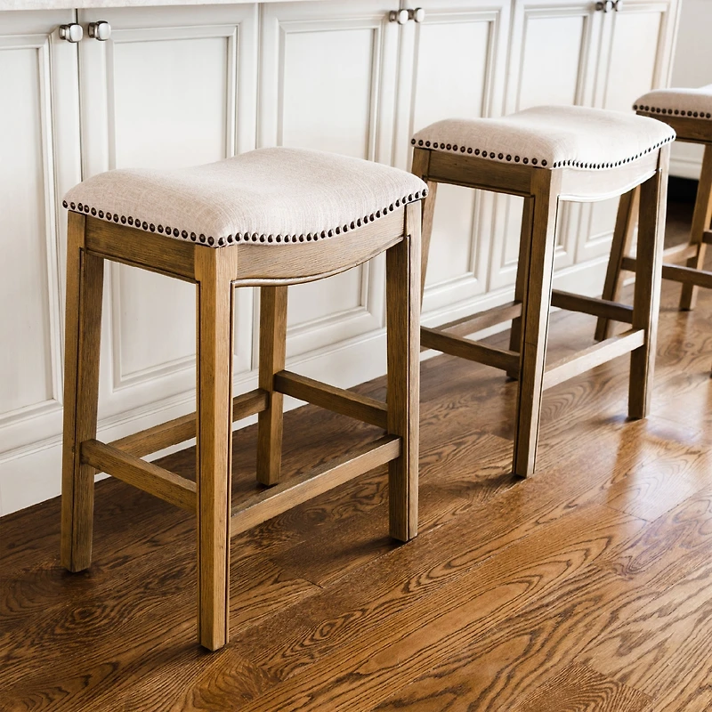 Maven Lane 31" Adrien Saddle Bar Stool Finish with Faux Leather