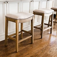 Maven Lane 31" Adrien Saddle Bar Stool Finish with Faux Leather