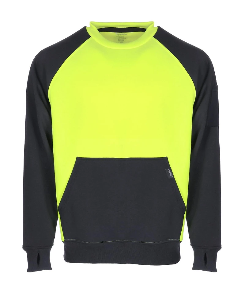 RefrigiWear Big & Tall Two-Tone HiVis Crewneck Sweatshirt - High Visibility Safety Pullover with Contrast Design