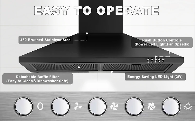 30-in 450-cfm Convertible Black Wall Mount Range Hoods