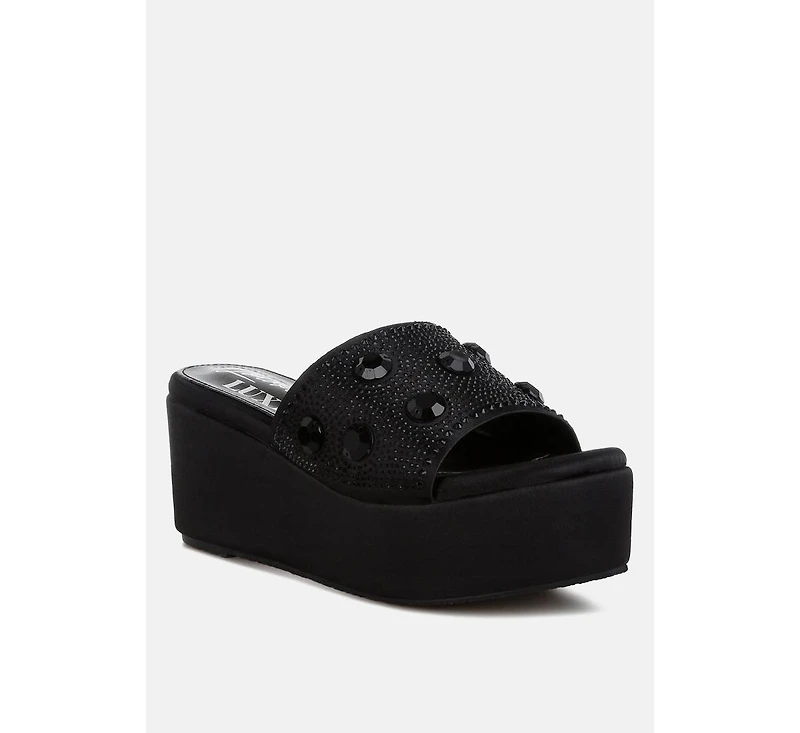 Meta charts Diamante & Rhinestone Flatform Sandals