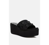 Meta charts Diamante & Rhinestone Flatform Sandals