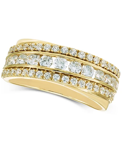 Diamond Triple Row Diagonal Band (1 ct. t.w.) in 10k White or Yellow Gold