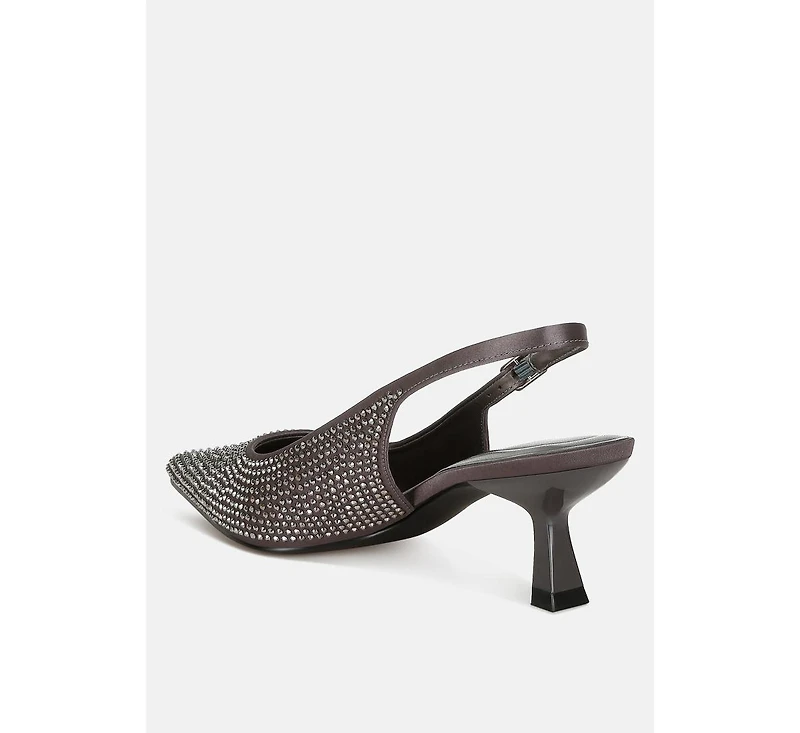 Amashi Rhinestones Embellished Slingback Sandals