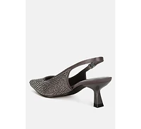 Amashi Rhinestones Embellished Slingback Sandals