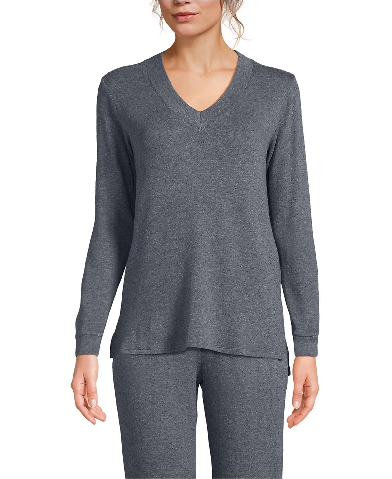 Lands' End Women's Cashtouch Faux Cashmere Cozy Long Sleeve Pajama Top