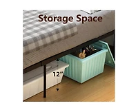 gaomon Queen Size Platform Bed Frame with Rustic Vintage Wood Headboard, Mattress Foundation Metal Slats Support, No Box Spring Needed, Brown