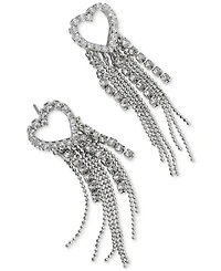 Ajoa by Nadri Rhodium-Plated Cubic Zirconia Heart Fringe Drop Earrings