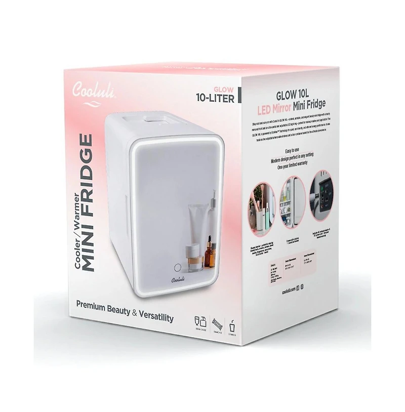 Cooluli Glow Beauty 10L Mini Fridge with Mirror Led