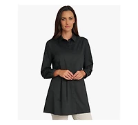 Stella Carakasi Women's Long Sleeves Cotton Poplin Asymmetrical Pleat Front Have It All Tunic