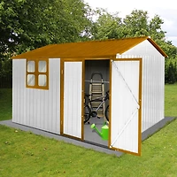 Streamdale White+Yellow 10ftx8ft Metal Garden Shed with Window