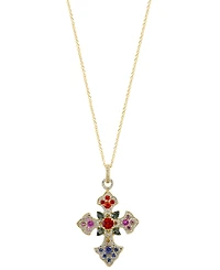 Effy Multi-Gemstone 18" Cross Pendant Necklace (3 ct. t.w.) in 14k Gold